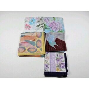 Handkerchief Lot Of 5 Pocket Square Bandana Floral Butterfly Geometric